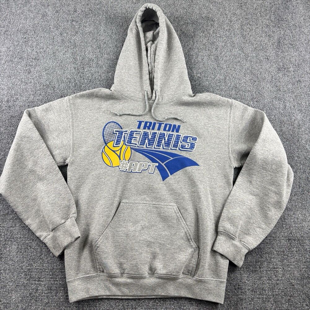 Triton Tennis Hoodie Mens S US S Gray Gildan Trojans #APT Kuntz